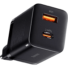 Сетевое зарядное устройство Baseus "CCSUPP-E01", Super Si Pro Quick Charger C+U 30W EU, черный 