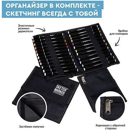Набор маркеров перманентных двусторонних "Sketchmarker Brush Pro Portrait Set", 24 шт. - 3