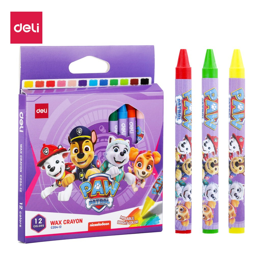Мелки восковые Deli "Paw Patrol", 12 цветов, ассорти - 2