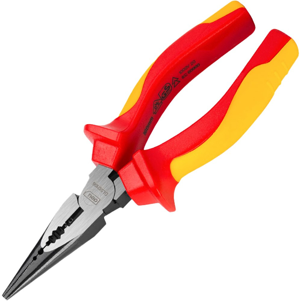 Длинногубцы "Deli", 165 мм, красный, желтый