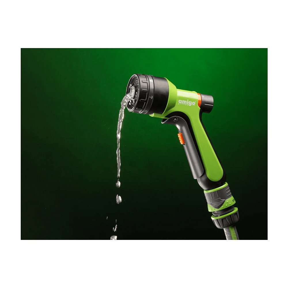 Пистолет-распылитель Amigo Grande 79256, 2/4", 7 функций, черный, зеленый - 14