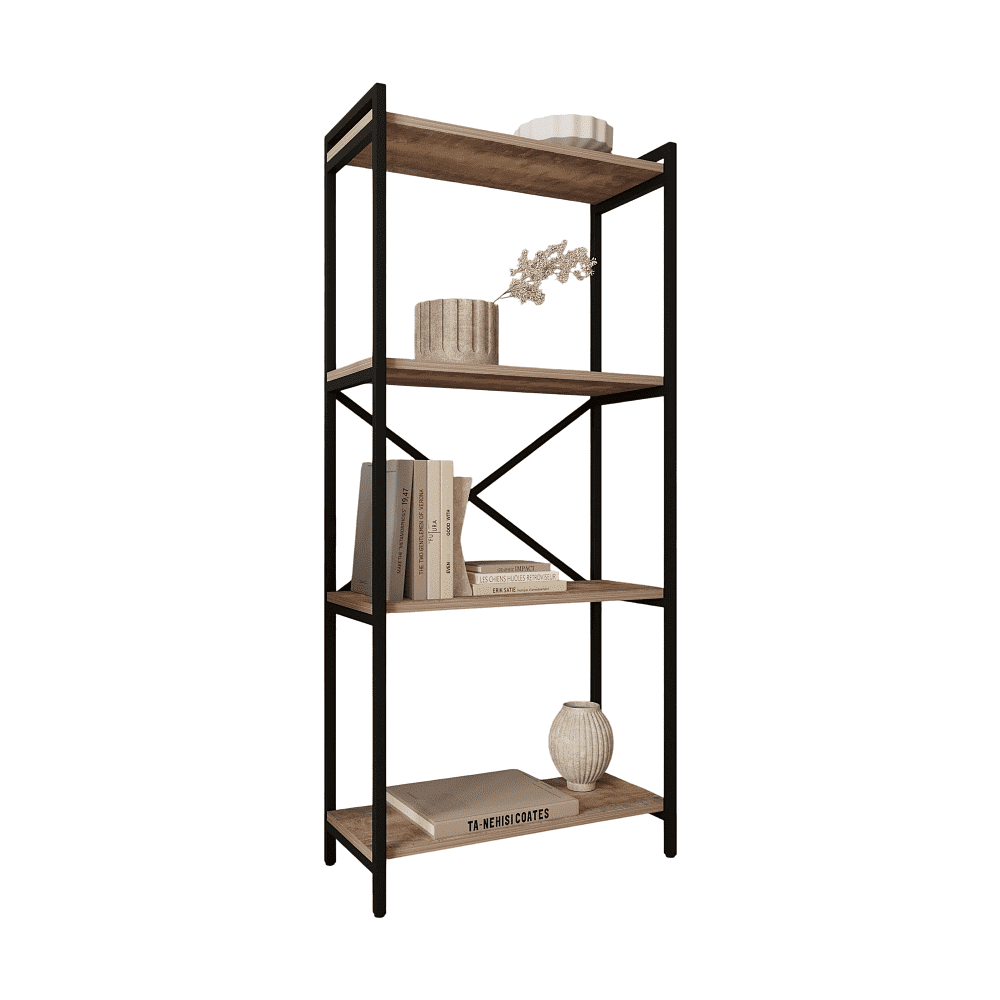 Стеллаж ALLERD RION, черный муар, 675х300х1500, австралийское дерево