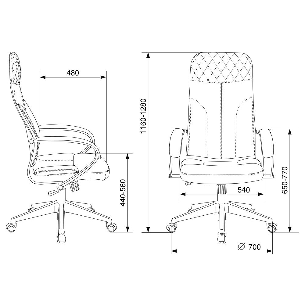 Кресло для руководителя Бюрократ "CH-608Fabric", ткань, пластик, черный - 6