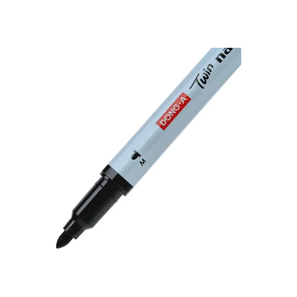 Маркер перманентный "Twin Name Pen", двусторонний, черный - 4