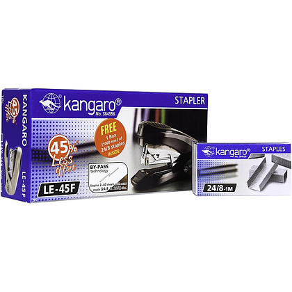 Скобосшиватель "LE-45F" + скоба, 24/6, 24/8, 26/6, 26/8, 30-40 листов, темно-синий, на 50% меньше усилий при нажатии - 4