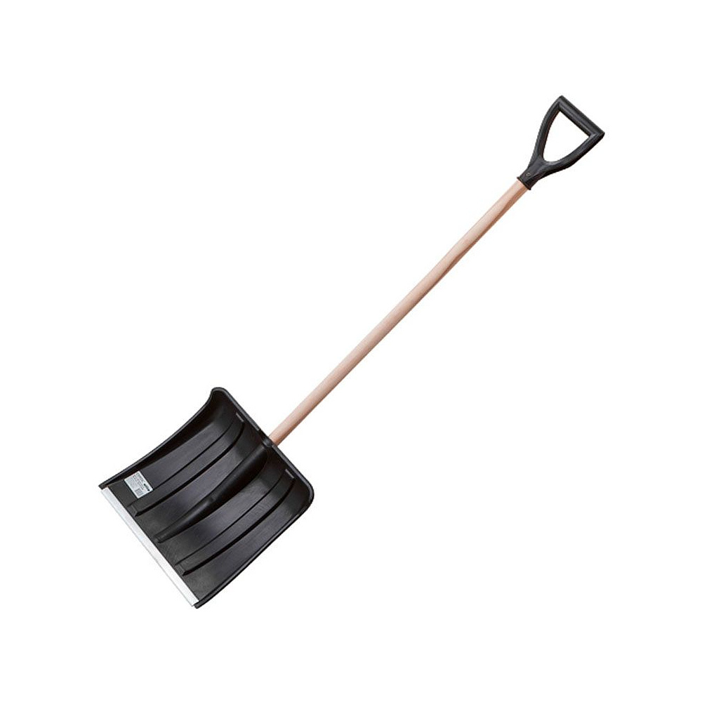 Лопата снеговая пластмассовая "Снежок", 380х365 мм, дерев. черенок 