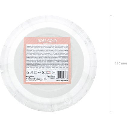Тарелка бумажная, 18 см, 6 шт, розовое золото - 5