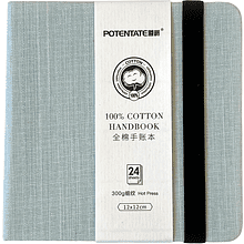 Cкетчбук для акварели "Potentate", горячий пресс, 12х12 см, 300 г/м2, 24 листа, серый