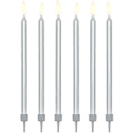 Свеча однотонная, 12 шт, серебристый