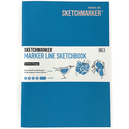 Скетчбук "Sketchmarker marker line", 17.6x25 см, 160 г/м2, 16 листов, бирюзовый