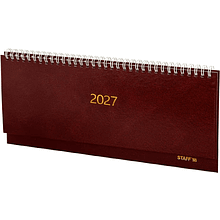 Планинг датированный "Staff" на 2027 год, 300х130 мм, 128 страниц, линейка, бордовый