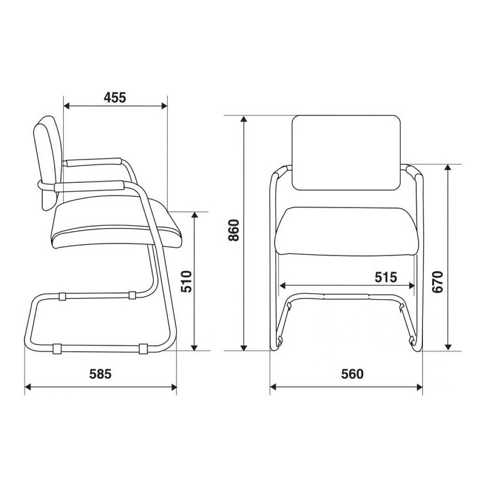 Кресло на полозьях "Бюрократ CH-271-V", кожзам, металл, черный - 5
