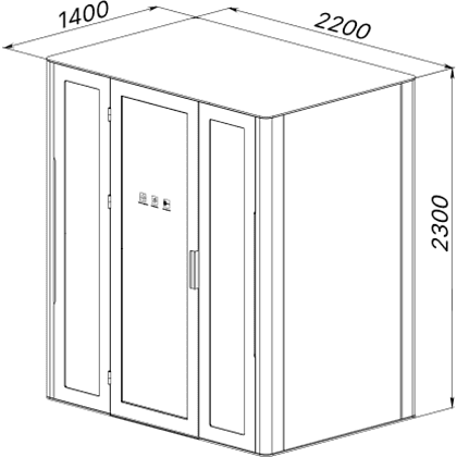 Акустическая кабина четырехместная Capsula QUADRO, глухая стенка, тёмный войлок - 4