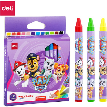 Мелки восковые Deli "Paw Patrol", 12 цветов, ассорти - 2