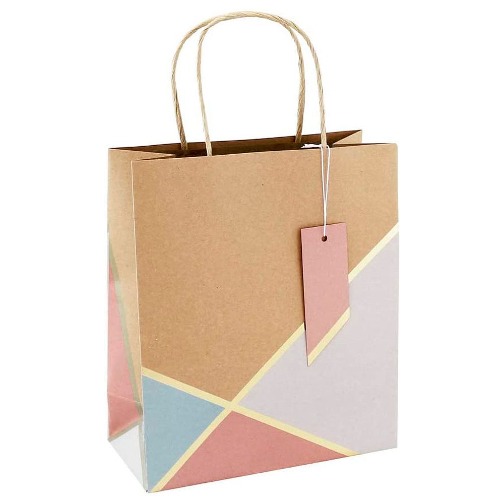 Пакет бумажный подарочный "GEO PASTEL", 21.5x10.2x25.3 см, разноцветный