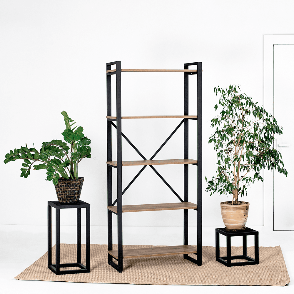 Стеллаж Millwood "Loft CH-3", 800х350х1820 мм, черный, табачный крафт - 2