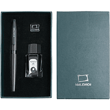 Ручка перьевая EF "Малевичъ", металл, с конвертером, набор чернила + значок, мокрый асфальт