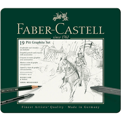 Карандаш чернографитный "Castell 9000", 19 штук, в металлическом футляре