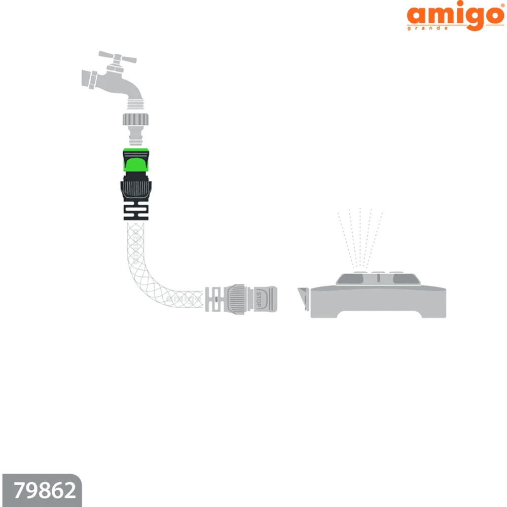 Коннектор Amigo Grande "79862", 3/4", пластик, серый, зеленый - 3