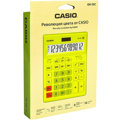 Калькулятор настольный Casio "GR-12", 12-разрядный, салатовый - 2