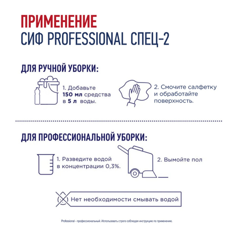 Средство дезинфицирующее моющее универсальное "Сиф Professional СПЕЦ-2", 1 л, концентрат - 5