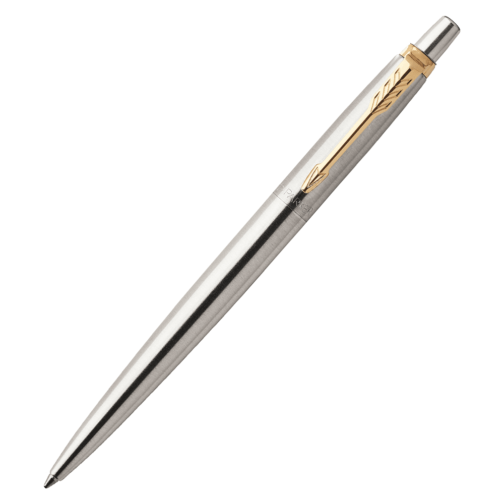 Ручка шариковая автоматическая "Parker Jotter Stainless Steel GT", 0.7 мм, серебристый, золотистый, стерж. синий