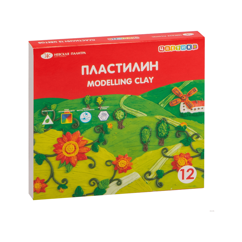 Пластилин "Цветик", 12 цветов