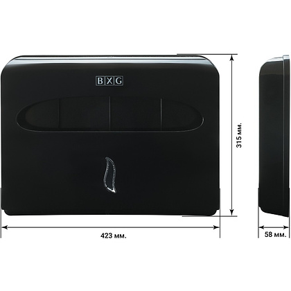 Диспенсер BXG-CD-8009В для бумажных покрытий на унитаз, черный - 6