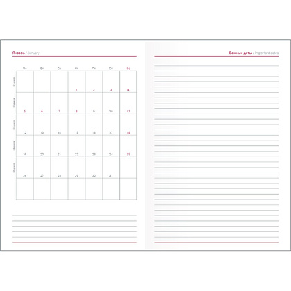 Ежедневник датированный "Berlin", А5, бордовый, 2026 - 4