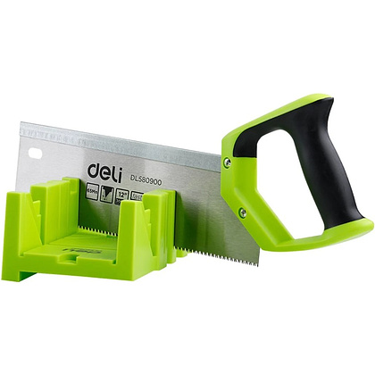 Стусло с ножовкой Deli GS EDL580900, 22.5°/45°/90°, 13 TPI, 300 мм, черный, зеленый