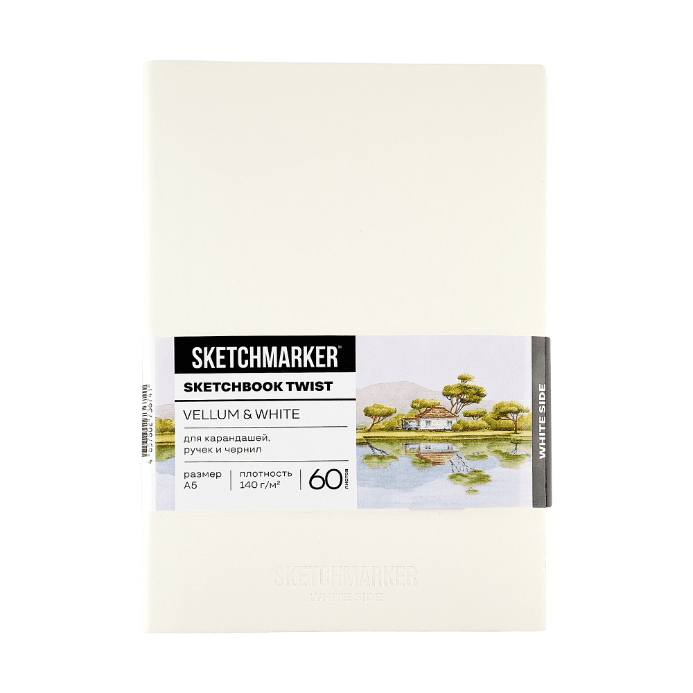 Скетчбук "Sketchmarker Vellum & White", А5, 120 листов, бумага молочная, белая