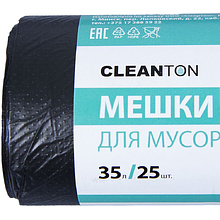 Мешки для мусора ПНД "Cleanton", 12 мкм, 35 л, 25 шт/рулон