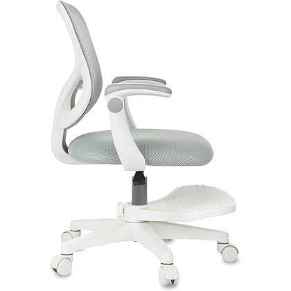 Кресло детское Бюрократ Burokids 3, сетка, ткань, пластик, корпус белый, подставка для ног, серый - 4