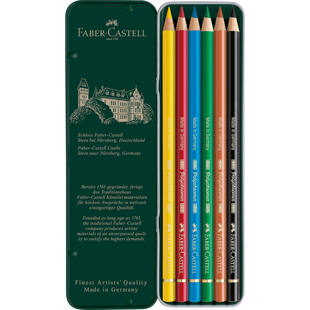 Цветные карандаши "Polychromos", 6 цветов, металлическая упаковка - 2