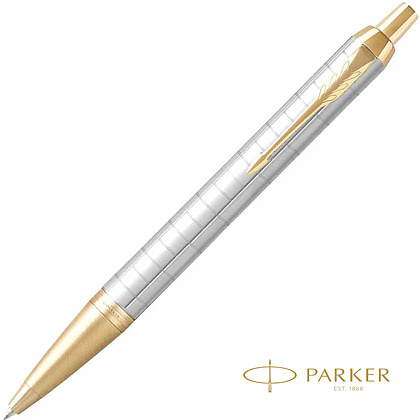 Ручка шариковая автоматическая "Parker IM Premium Pearl GT", 1.0 мм, золотой, серебристый, стерж. синий