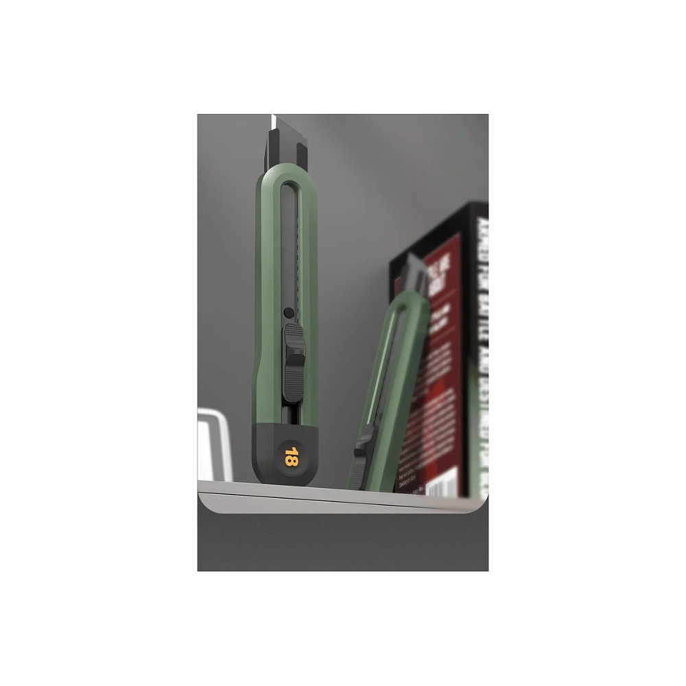 Нож строительный Deli HS EHT4018L, 18 мм, Soft Touch, зеленый - 3