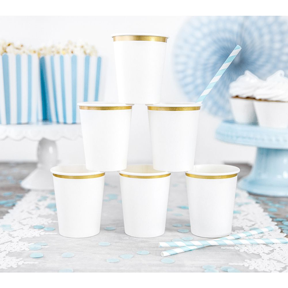 Стакан бумажный "KPP30-008", 6 шт, 260 мл, белый , золотистый - 4