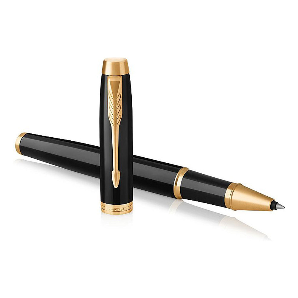 Ручка-роллер Parker "IM Black Lacquer GT", 0.5 мм, черный, золотистый, стерж. черный - 2