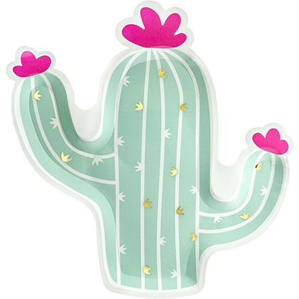 Тарелка бумажная "Кактус", 23х24 см, 6 шт, мятный