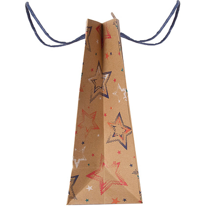 Пакет бумажный подарочный "Stars kraft", 21.5x10.2x25.3 см, разноцветный - 5