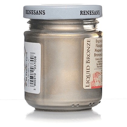 Краски для декоративных работ "Renesans", жидкий металл, №4 олово, 100 мл, банка - 2