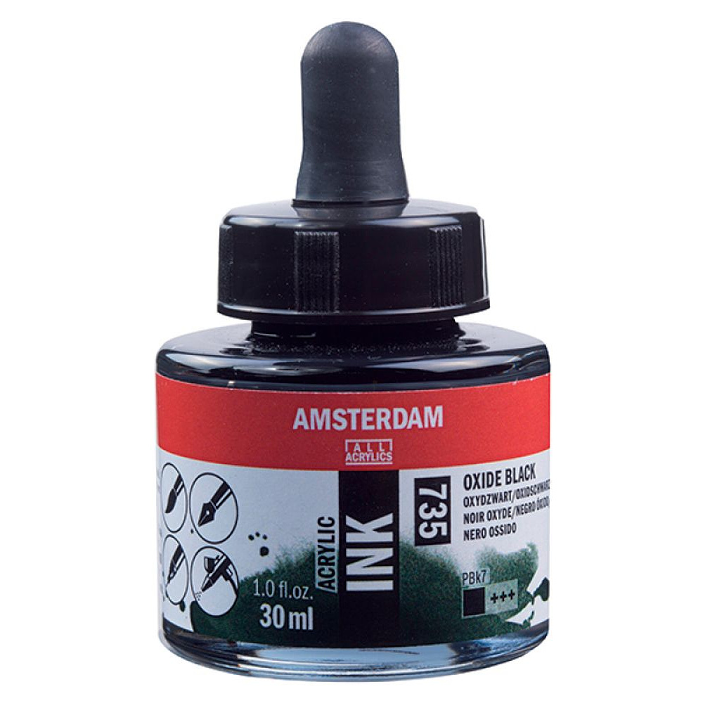 Жидкий акрил "Amsterdam", 735 оксид черный, 30 мл