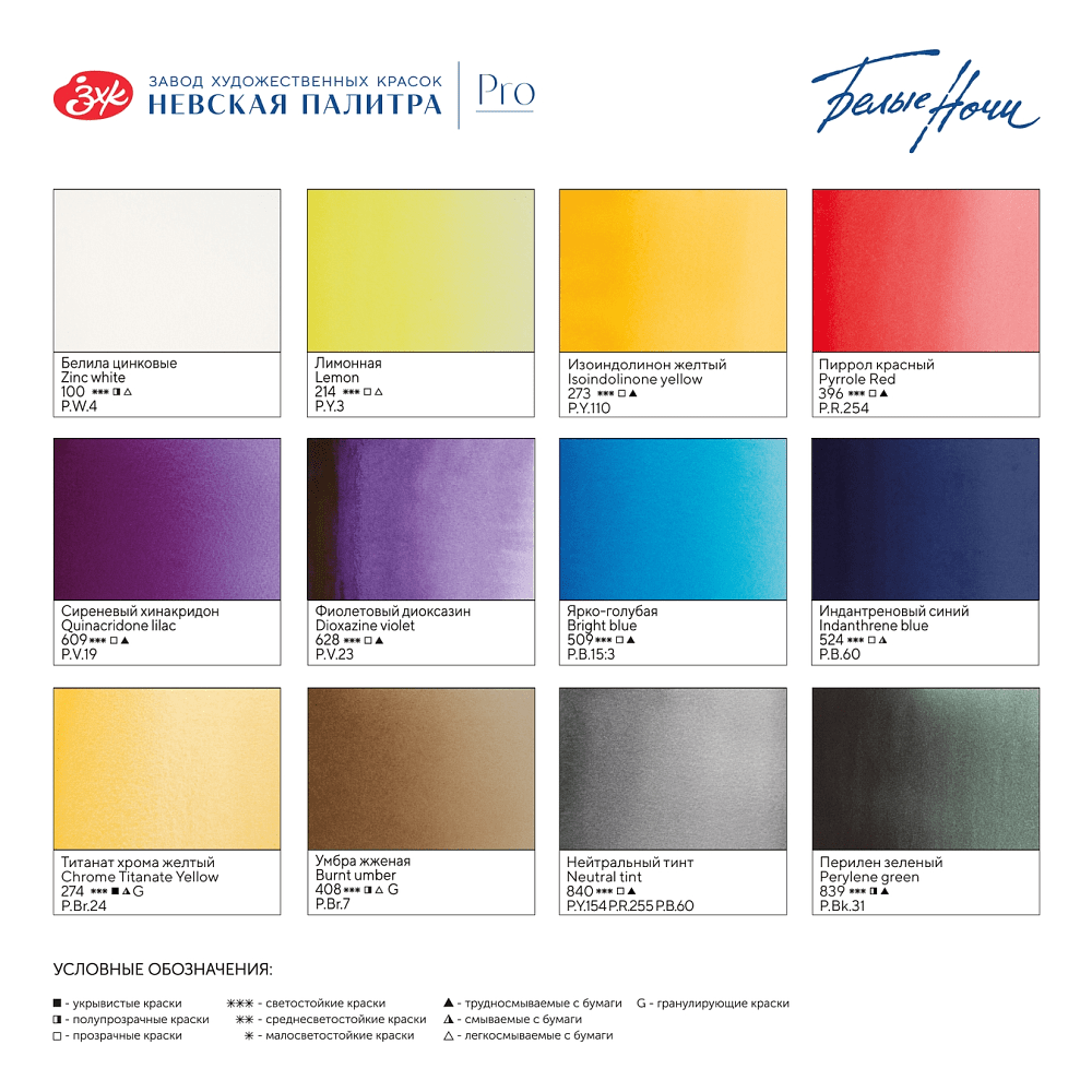 Краски акварельные "Белые ночи Ботанический атлас", набор 12 цветов, кюветы - 5