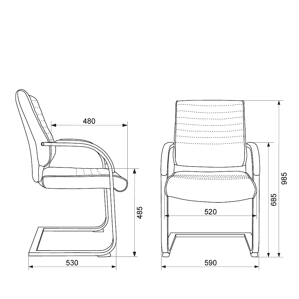 Кресло на полозьях "Бюрократ T-8010-LOW-V", экокожа, слоновая кость, металл хром - 6