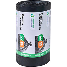 Мешки для мусора GreenClean Экономка, ПНД, 20 мкм, 65х100 см, 120 л, 50 шт/рулон, черный