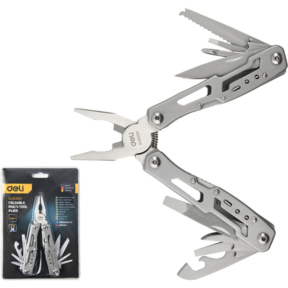 Мультитул Deli YS EDL555201, 13 функций, алюминий, серый - 2