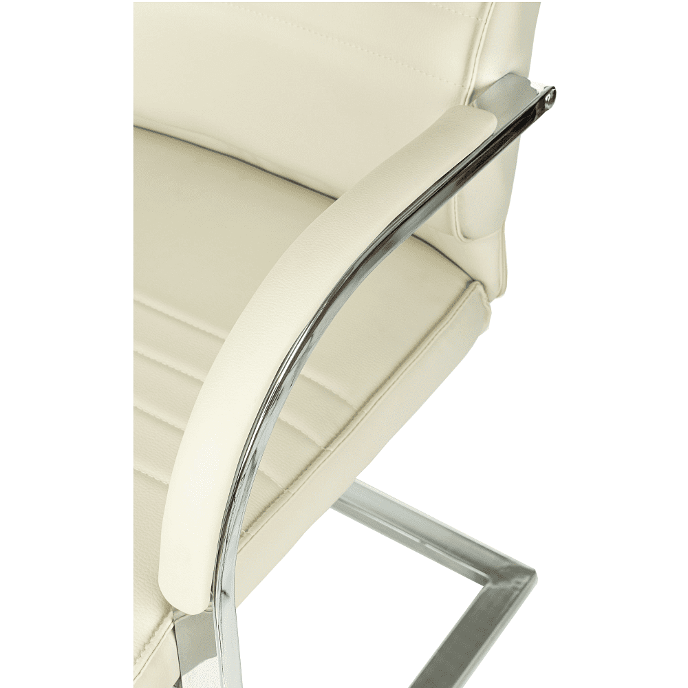 Кресло на полозьях "Бюрократ T-8010-LOW-V", экокожа, слоновая кость, металл хром - 5