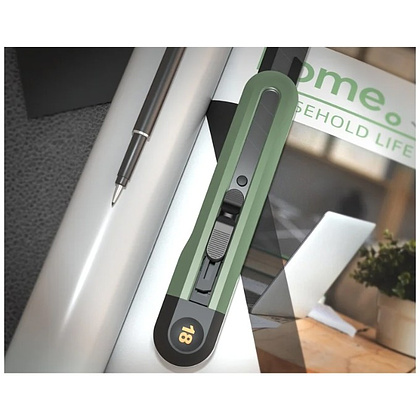 Нож строительный Deli HS EHT4018L, 18 мм, Soft Touch, зеленый - 2