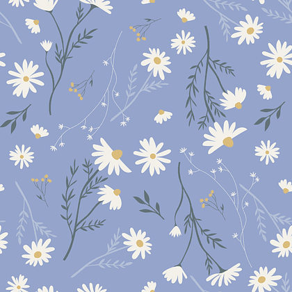 Бумага декоративная в рулоне "Fleurs. Ромашки", 1х0.7 м, голубой