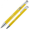Ручка шариковая автоматическая "Ascot", 0.7 мм, желтый, серебристый, стерж. синий - 3